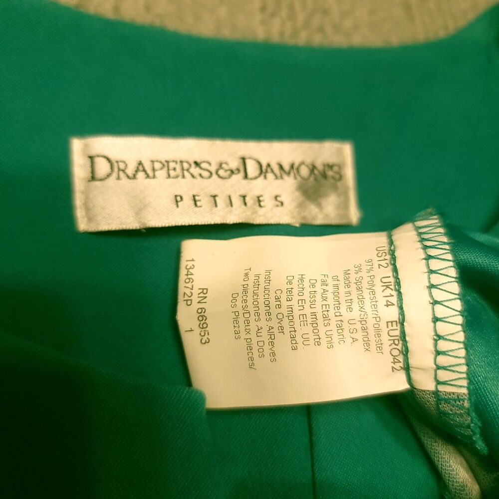 DRAPER’S & DAMON’S Petites Size 12  Skirt Suit 2 Piece Set Long Sleeve Jacket - Picture 4 of 15